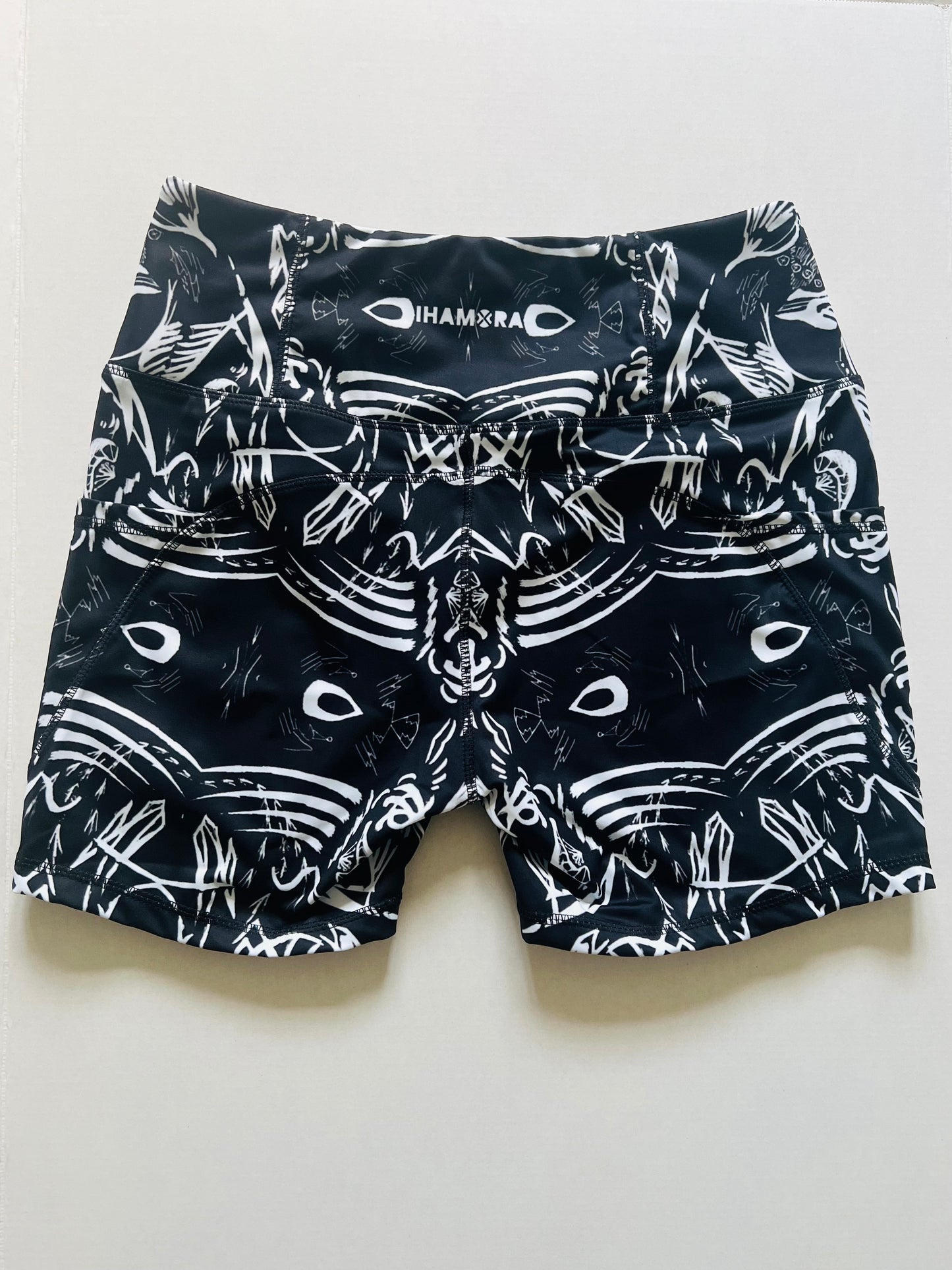 The Head Mono High Waist Shorts – Black and White Print