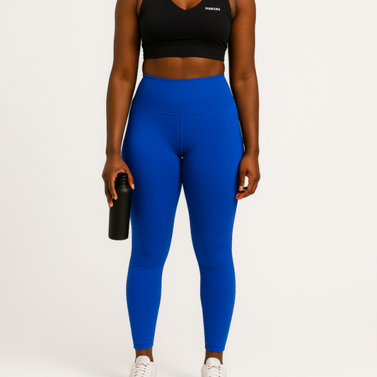 Blue seamless high-waisted leggings, IHAMORA women’s activewear XS–XL
