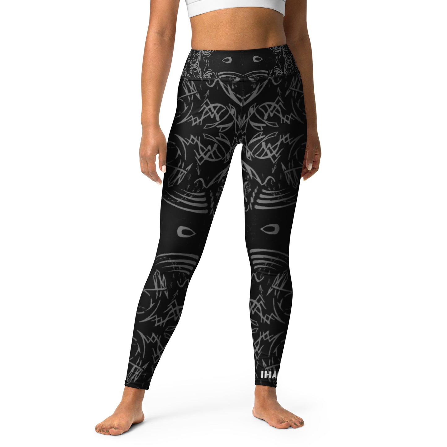 The Head Night high-waisted leggings with signature ‘The Head’ design, seamless four-way stretch fabric, IHAMORA activewear XS–4XL