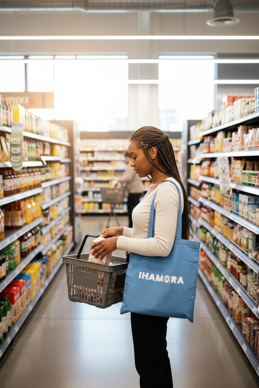 Eco-Friendly IHAMORA Cotton Tote Bag – Reusable Shopping Bag