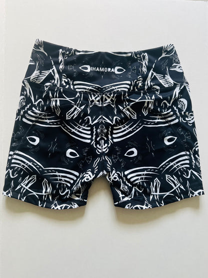 The Head Mono High Waist Shorts – Black and White Print