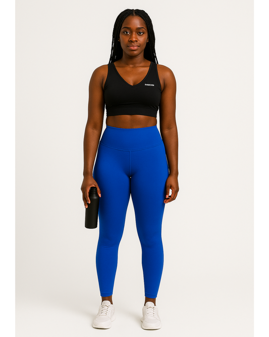 Blue seamless high-waisted leggings, IHAMORA women’s activewear XS–XL