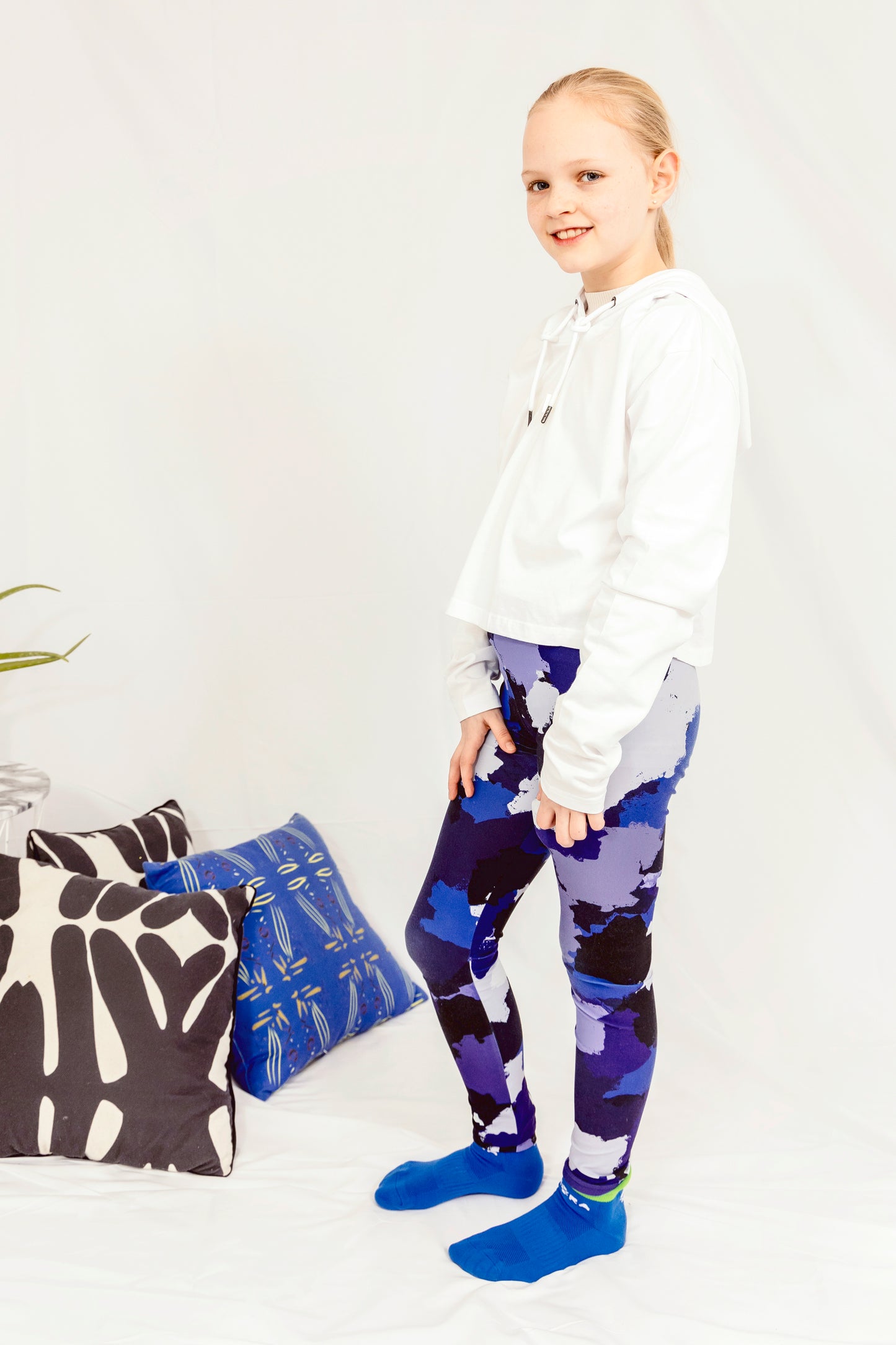 Girl's Blue Camo Signature Seamless Leggings - Soft, Stretchy, and Stylish Activewear