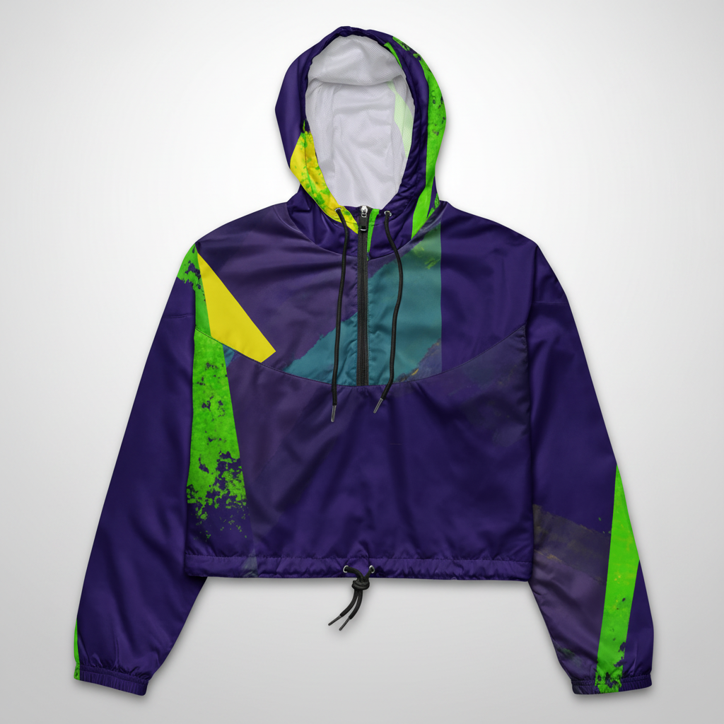 Colorful jacket with a hood on a white background